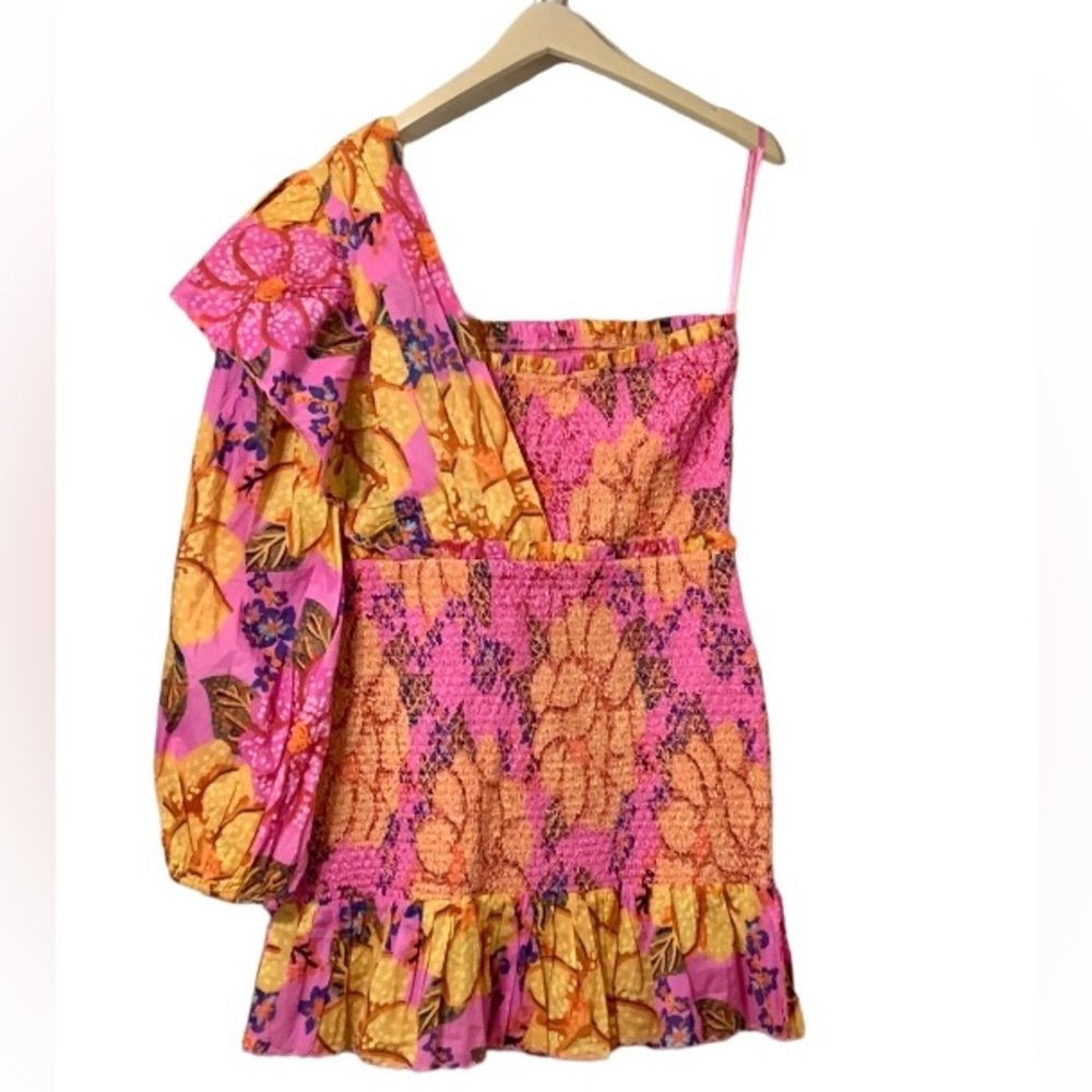 NWT Farm Rio Flowers Garden One Shoulder Mini Dress Size XL - Picture 2 of 15